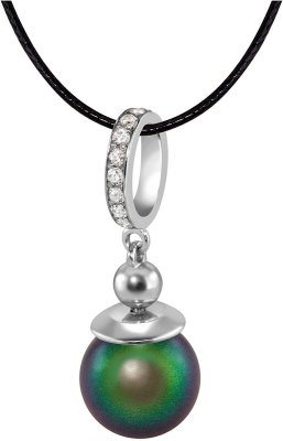 Кулон из серебра с жемчугом и куб. цирконием (Арт.aap-1-b-10-25-s)