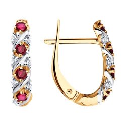 Серьги из золота с бриллиантами и рубинами (Арт.51-220-02372-2)