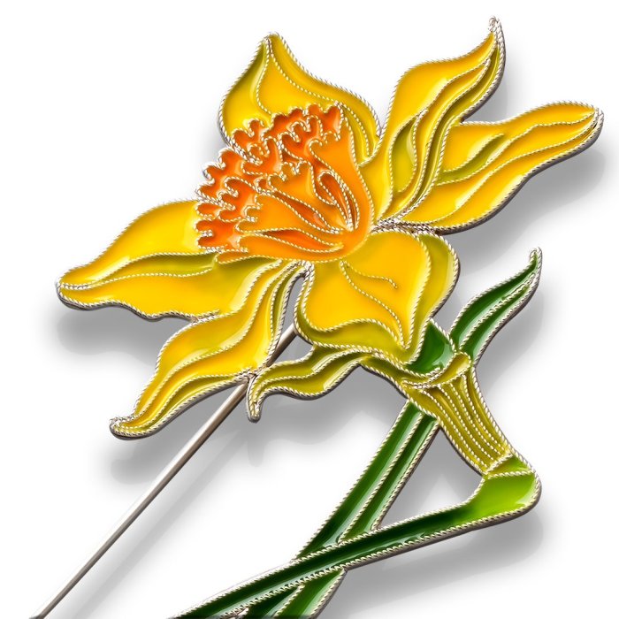 Брошь из серебра Т.Полякова "Нарцисс несравненный" (Арт.41480)