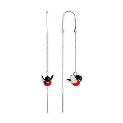 Серьги длинные из серебра с эмалью (Арт.94021855)