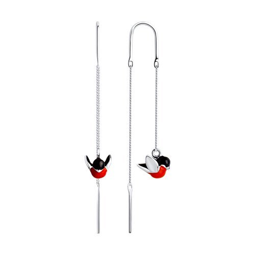 Серьги длинные из серебра с эмалью (Арт.94021855)