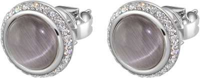 Серьги из серебра с кошачим глазом и куб. цирконием (Арт.fgs-1-8-h-24-s)