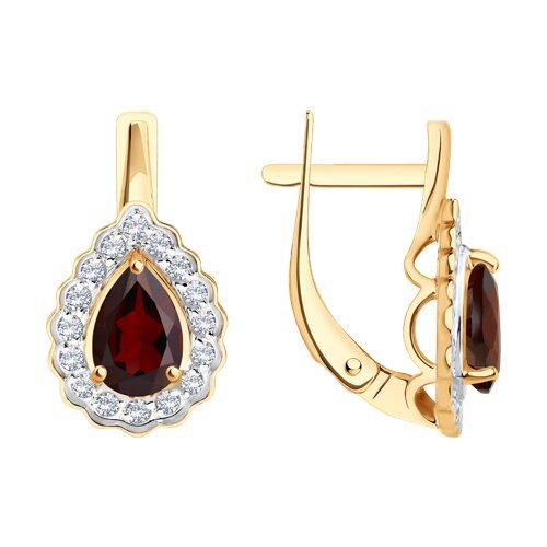 Серьги золотые пробы 585 с гранатом (Арт.729089)