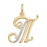 Золотой кулон с фианитами «Буква Т» (арт. 034541)