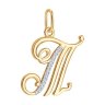 Золотой кулон с фианитами «Буква Т» (арт. 034541)