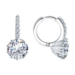 Серьги из серебра с фианитами (Арт.94025929)