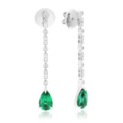 Серьги из золота с бриллиантом и изумрудом Русские Самоцветы (Арт.38396)