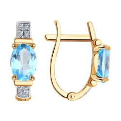 Серьги золотые пробы 585 с топазом (Арт.72-00100)