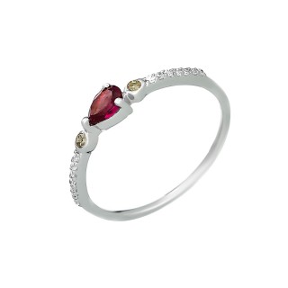 Кольцо серебряное с аметистом и куб. цирконием «Весеннее Сердце» Fresh Jewelry (арт.AS-R11081-X-W-Pur-X-W)