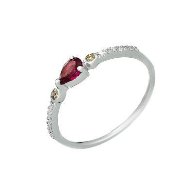 Кольцо серебряное с аметистом и куб. цирконием «Весеннее Сердце» Fresh Jewelry (арт.AS-R11081-X-W-Pur-X-W)