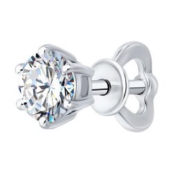 Серьга из белого золота с бриллиантом выращенным (Арт.9170003-3-5)