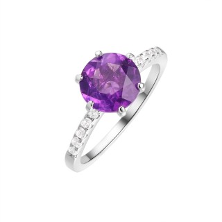 Кольцо серебряное с аметистом и фианитами «Spring Shine» Fresh Jewelry (арт.CZ-R00573-X-W-Pur-X-W)