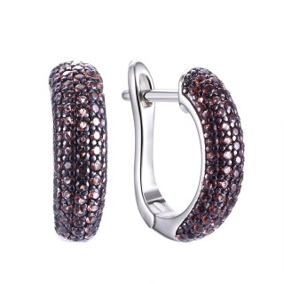 Серьги серебряные с фианитами «Brown Shine» Fresh Jewelry (арт.MP-E00231)