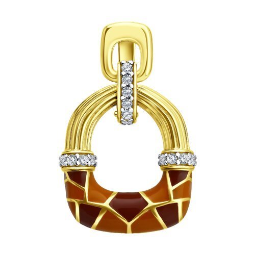 Подвеска из золочёного серебра с фианитами и эмалью «Золотая Мозаика» SOKOLOV (арт.93-130-00065-1)