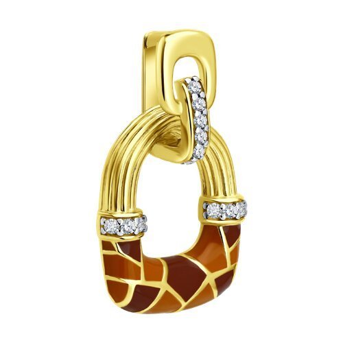 Подвеска из золочёного серебра с фианитами и эмалью «Золотая Мозаика» SOKOLOV (арт.93-130-00065-1)