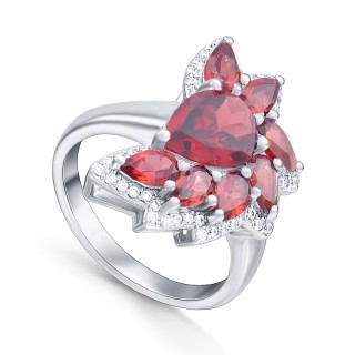 Кольцо серебряное с гранатом и куб. цирконием «Sunrise Wings» Myjewels (арт.21knys1619-155)