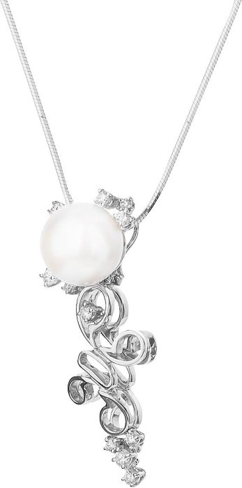 Кулон из белого золота с бриллиантом и жемчугом (Арт.okcl1wg)