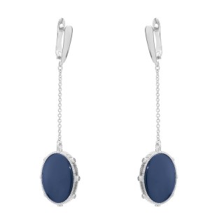 Серьги серебряные с керамикой и куб. цирконием «Midnight Shine» Fresh Jewelry (арт.TC-E01266-Вl-W-X-X-W)