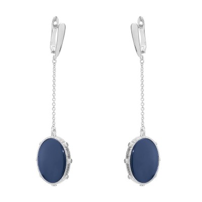 Серьги серебряные с керамикой и куб. цирконием «Midnight Shine» Fresh Jewelry (арт.TC-E01266-Вl-W-X-X-W)