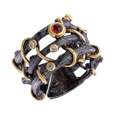 Серебряное кольцо BEAVERS с гранатом 1315g_ox