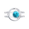 Кольцо из серебра с бирюзой и фианитами (Арт.94-310-00071-1)