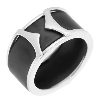 Кольцо с керамикой «Черная Волна» серебро 925 Fresh Jewelry (арт.TM-R00869-B-W-X-X-X)