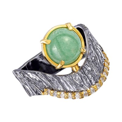 Серебряное кольцо BEAVERS с агатом 12156av_ox