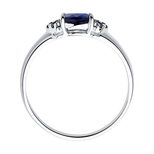 Кольцо из серебра с корундом сапфировым (синт.) и фианитами (Арт.88010010)