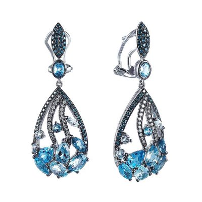 Серьги из белого золота с бриллиантом (Арт.me32127-wd-bl-bt_sr_dl_mc_wg)