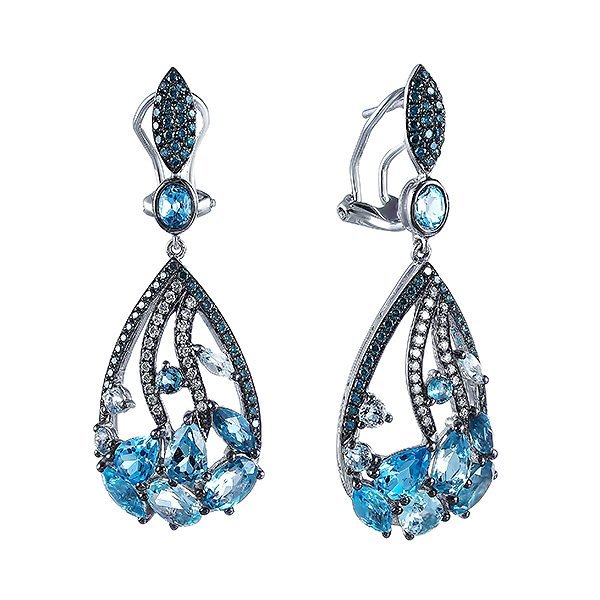 Серьги из белого золота с бриллиантом (Арт.me32127-wd-bl-bt_sr_dl_mc_wg)