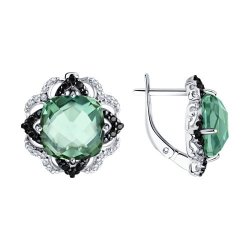 Серьги из серебра с кварцами и фианитами (Арт.92021445)