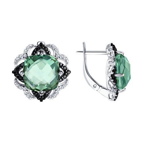 Серьги из серебра с кварцами и фианитами (Арт.92021445)