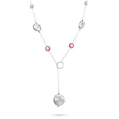 Ожерелье из серебра с куб. цирконием и ситаллом (Арт.rb-n369-2-x-w-or11-x-w)