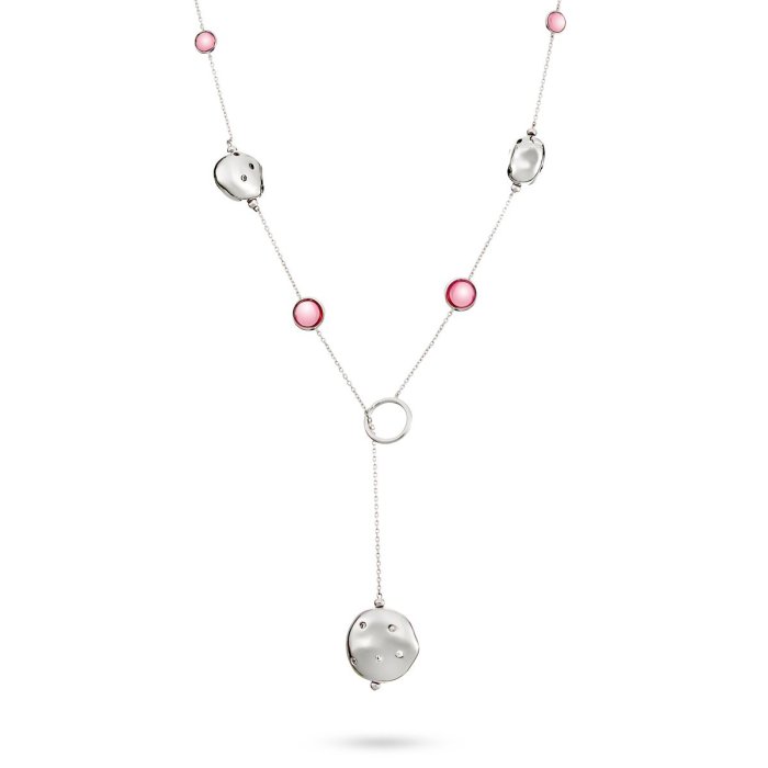 Ожерелье из серебра с куб. цирконием и ситаллом (Арт.rb-n369-2-x-w-or11-x-w)