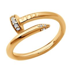 Кольцо из золочёного серебра с фианитами (Арт.93-110-02060-1)