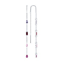 Серьги из серебра с корундами и фианитами (Арт.94027302)