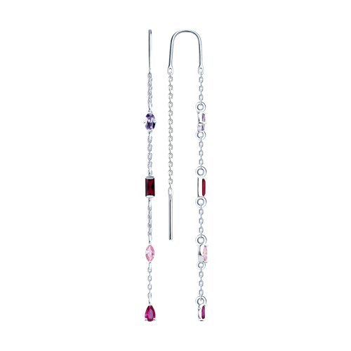 Серьги из серебра с корундами и фианитами (Арт.94027302)