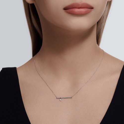 Колье из белого золота с бриллиантом (Арт.1070292-3)