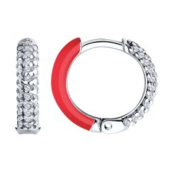 Серьги из серебра с фианитами и эмалью (Арт.94-120-01893-2)