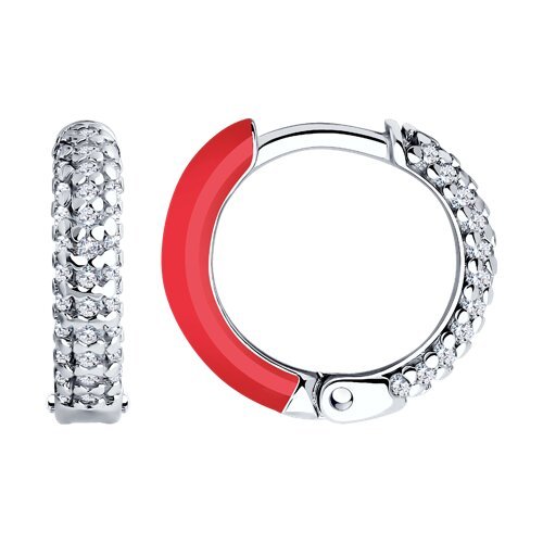 Серьги из серебра с фианитами и эмалью (Арт.94-120-01893-2)