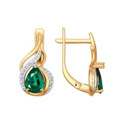 Серьги из золота с бриллиантами и изумрудами (Арт.3020257)