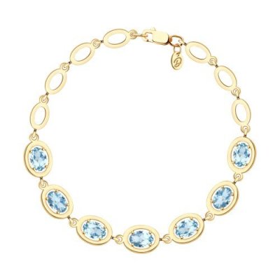 Браслет золотой с топазом «Небесный Овал» Соколов (арт.51-350-02837-1)