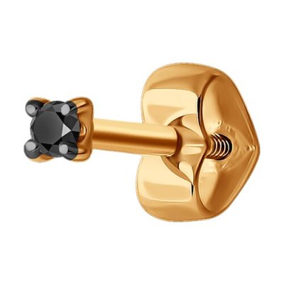 Серьга золотая с чёрным бриллиантом «Ночная Искорка» Соколов (арт.51-227-01926-2)