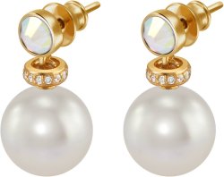 Серьги из серебра с жемчугом и кристаллом swarovski (Арт.abs-3-12-1-g)