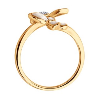 Кольцо из золота с бриллиантами и эмалью "Парящие бабочки" Соколов (арт.6019027)