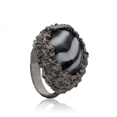 Серебряное кольцо BEAVERS с агатом 1869ag_ox