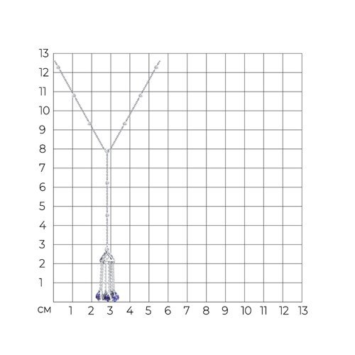 Колье из белого золота с бриллиантами и танзанитами «Танец Сумерек» Соколов (арт.6074)