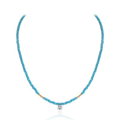 Ожерелье золото с фианитом и хрусталём «Лазурный акцент» Estet (арт.01Л212217-1)