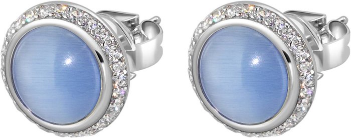 Серьги из серебра с кошачим глазом и куб. цирконием (Арт.fgs-1-8-h-28-s)