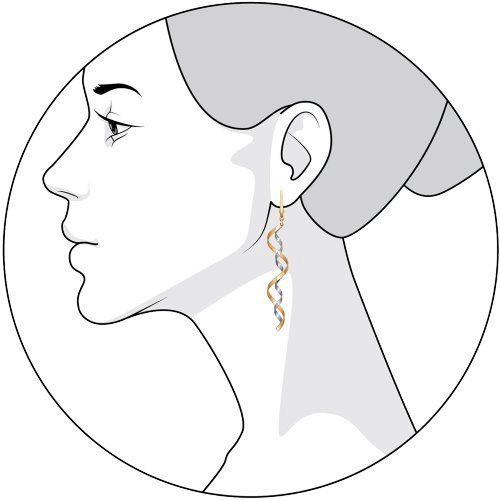 Серьги длинные из комбинированного золота (Арт.021182)